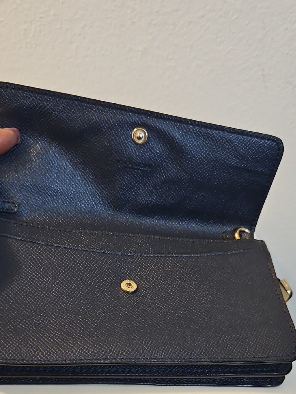 Coach Blue Saffiano Leather Wristlet Clutch with Gold Logo - Picture 7 of 10